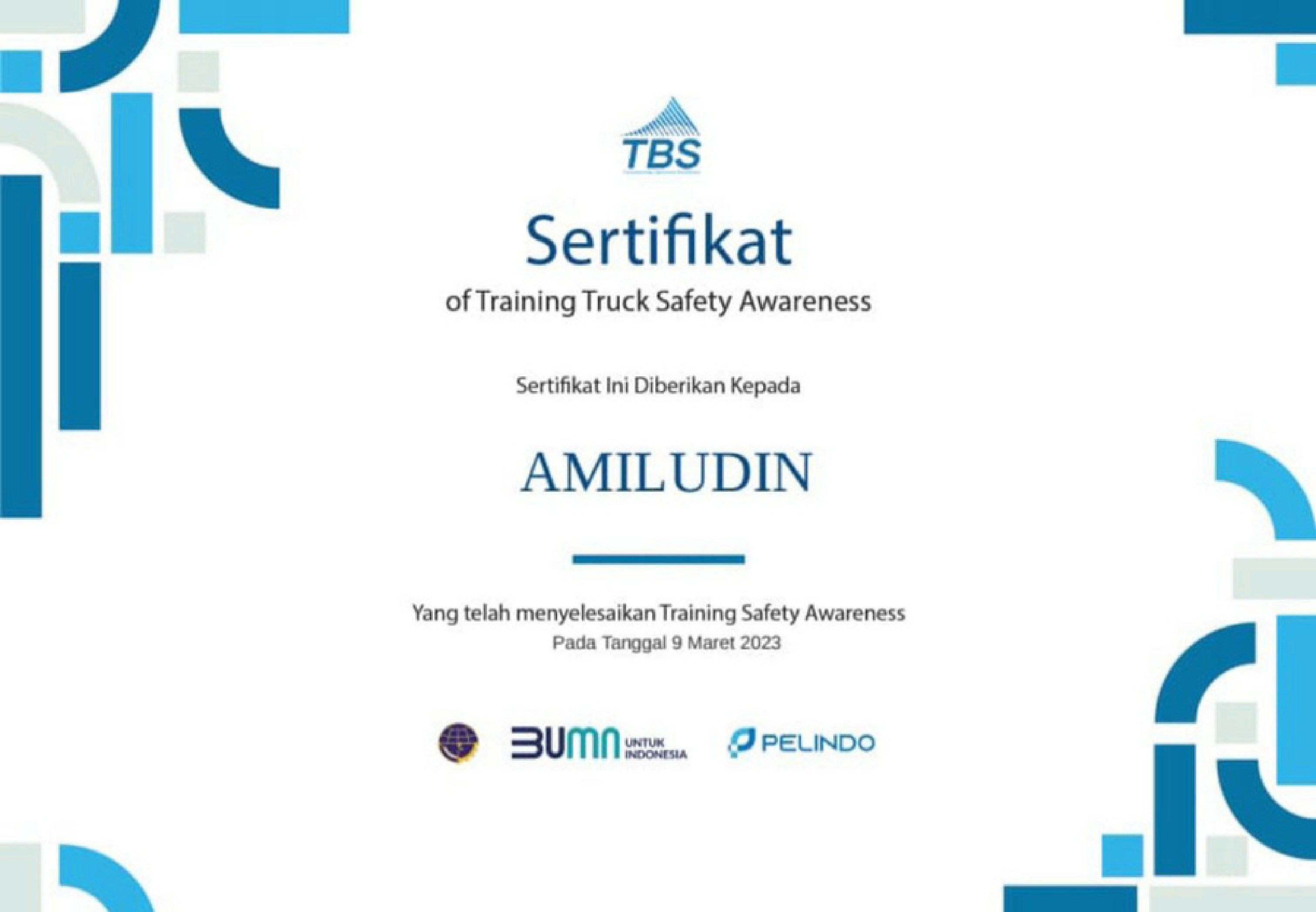 Sertifikat Keahlian Mengemudi Truk Besar PT. Prabu Rafasya Trans