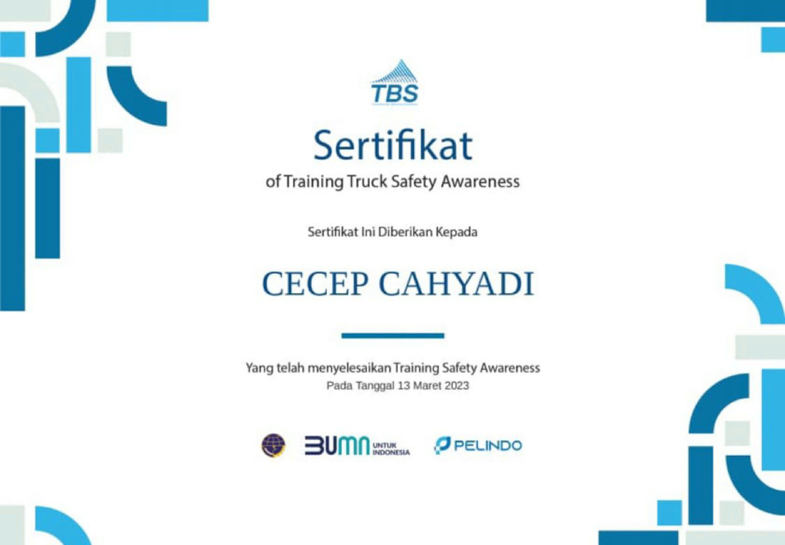 Sertifikat Penanganan Bahan Berbahaya PT. Prabu Rafasya Trans